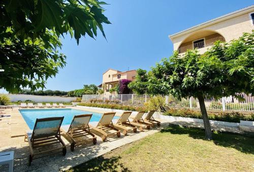 Swimming pool and playground for the kids.